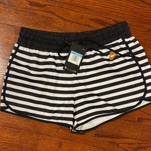 Nike Women's Black and White Striped Athletic Shorts